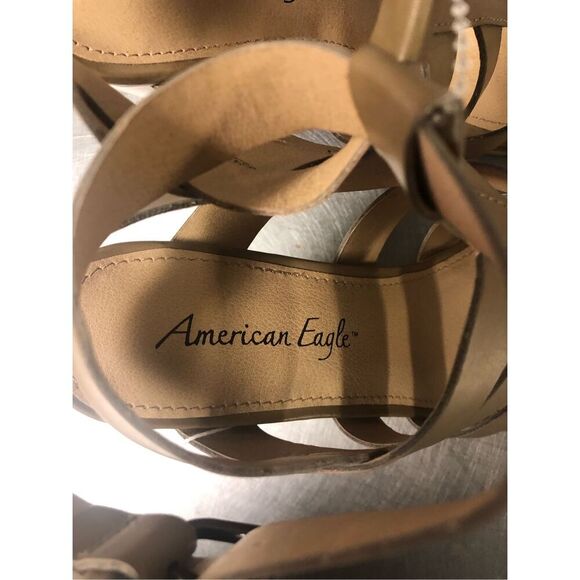 American Eagle Women’s Tan Open Toe Strappy Heels with Buckle Size 8.5 NWT - Picture 5 of 10